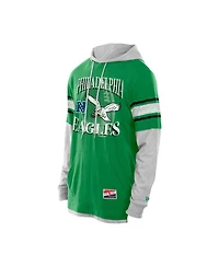 New Era Men's Kelly Green Philadelphia Eagles Twofer Layered Long Sleeve Hoodie T-Shirt