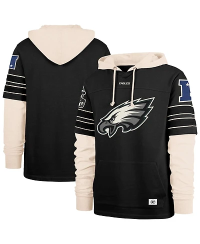 '47 Brand Men's Black Philadelphia Eagles Split Zone Cornerback Duo Hoodie