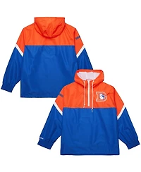 Mitchell & Ness Men's Orange/Royal Denver Broncos Tie Breaker Vintage Logo Lightweight Anorak Half-Zip Windbreaker