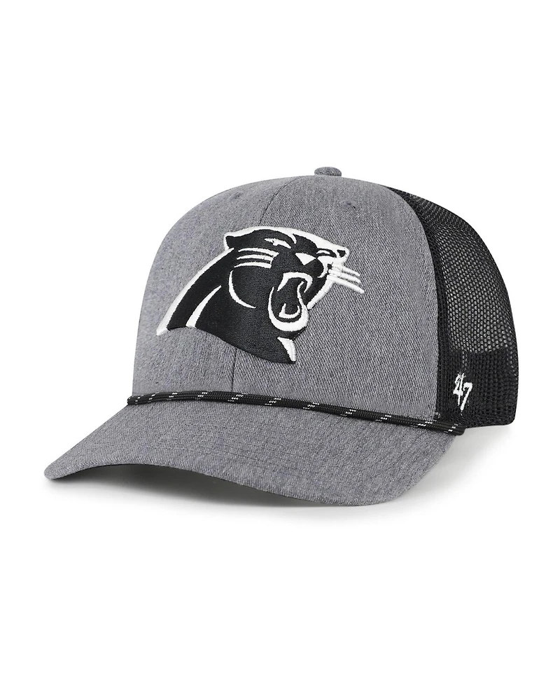 '47 Brand Men's Heather Charcoal Carolina Panthers Carbon Rope Trucker Adjustable Hat