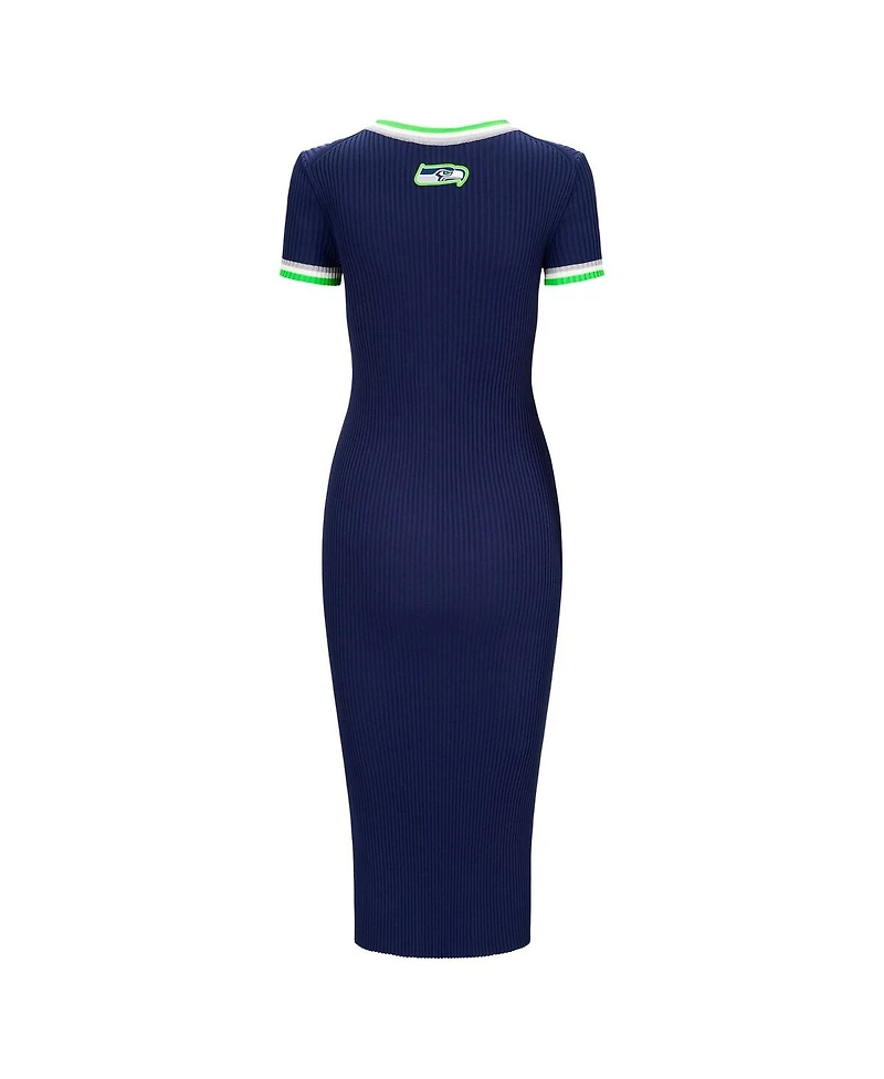 Staud Women's College Navy/Green Seattle Seahawks Colleen Dress
