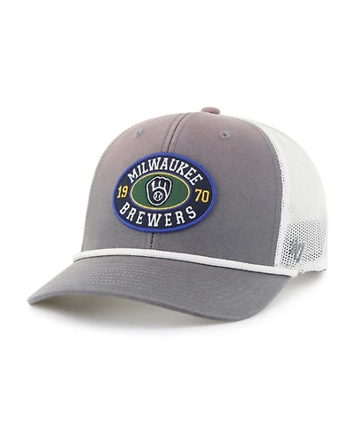 '47 Brand Men's Gray/White Milwaukee Brewers Tide Sweep Rope Trucker Adjustable Hat