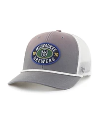 '47 Brand Men's Gray/White Milwaukee Brewers Tide Sweep Rope Trucker Adjustable Hat