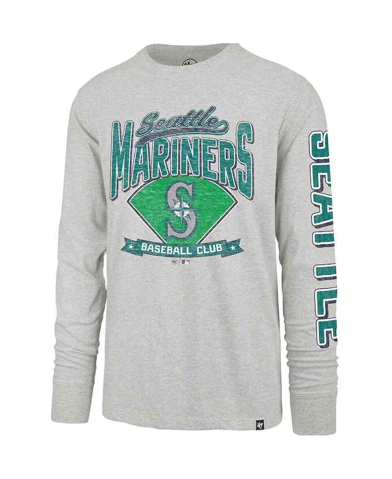 '47 Brand Men's Gray Seattle Mariners Fair Ball Franklin Long Sleeve T-Shirt