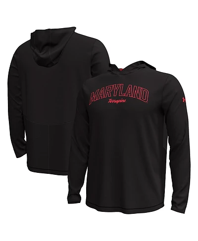 Under Armour Men's Black Maryland Terrapins Sideline Knockout Hoodie Long Sleeve T-Shirt