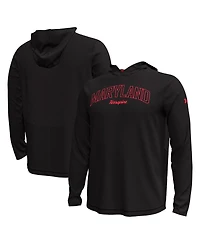 Under Armour Men's Black Maryland Terrapins Sideline Knockout Hoodie Long Sleeve T-Shirt