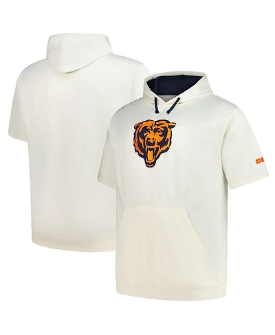 Profile Men's Oatmeal Chicago Bears Big Tall Chest Print and Logo Short Sleeve Pullover Hoodie
