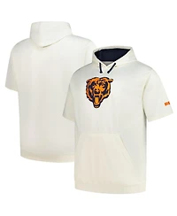 Profile Men's Oatmeal Chicago Bears Big Tall Chest Print and Logo Short Sleeve Pullover Hoodie