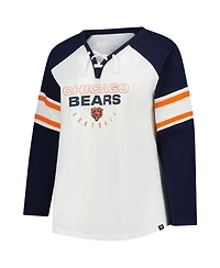 Fanatics Women's White Chicago Bears Plus Size Redzone Lace Up Long Sleeve T-Shirt