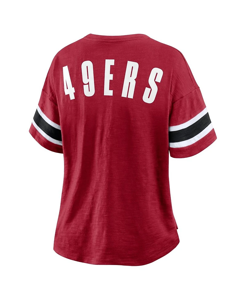 Fanatics Women's Scarlet San Francisco 49ers Plus Redzone Notch Neck T-Shirt