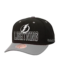 Mitchell & Ness Men's Black/Gray Tampa Bay Lightning Backside Script Two-Tone Pro Crown Adjustable Hat