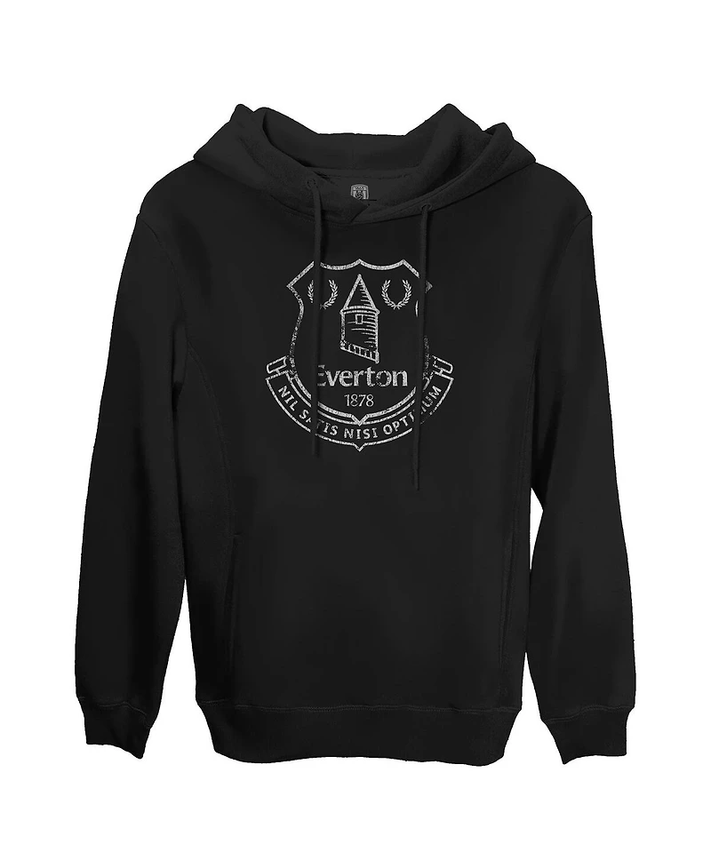1863FC Men's Black Everton Monochrome Badge Fleece Pullover Hoodie