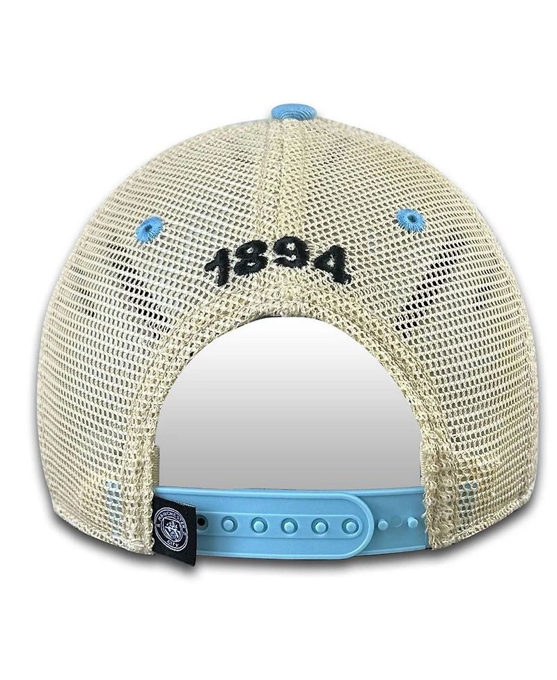 1863FC Men's Sky Blue Manchester City Retro Tea Washed Vintage Trucker Adjustable Hat