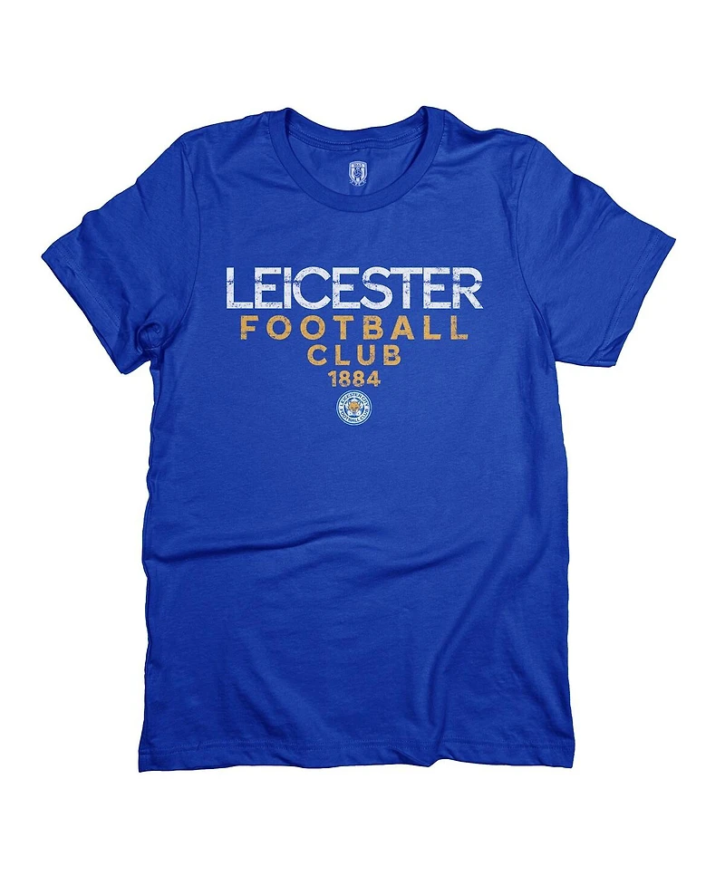 1863FC Men's Blue Leicester City Tapered Text T-Shirt