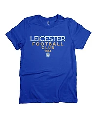 1863FC Men's Blue Leicester City Tapered Text T-Shirt