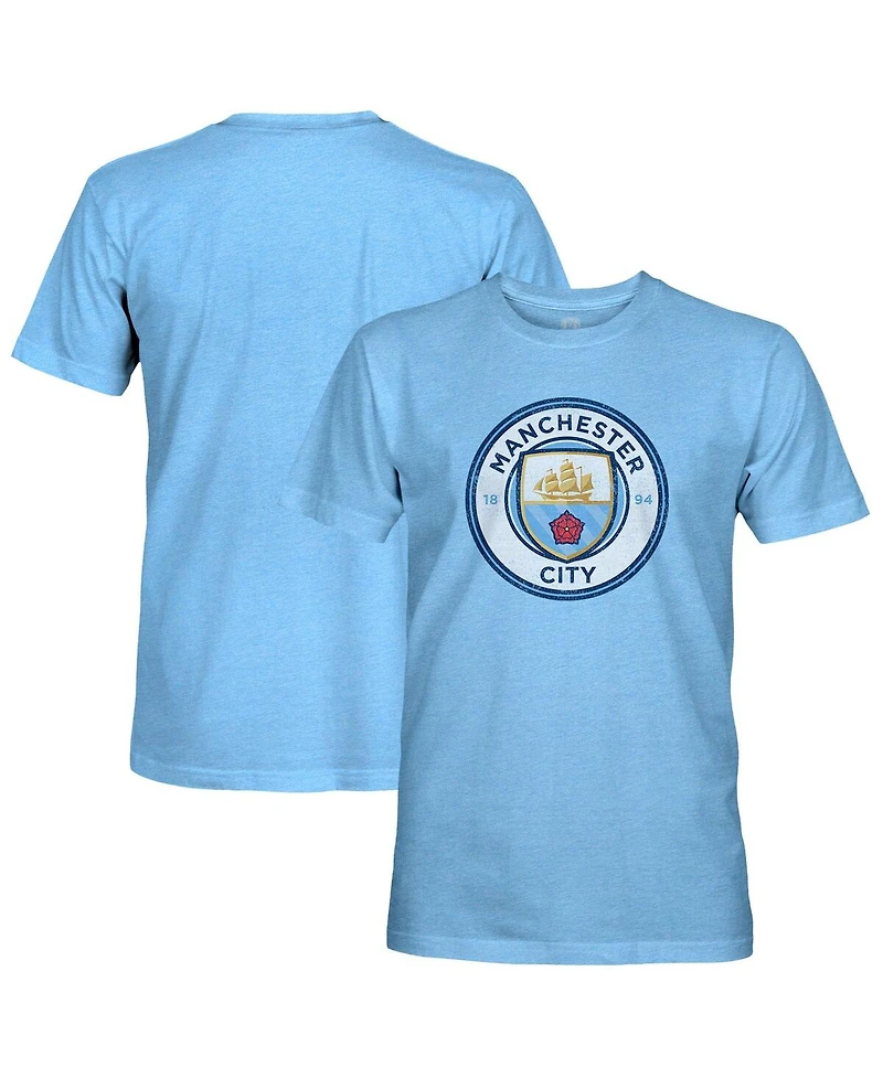 1863FC Men's Sky Blue Manchester City Color Crest Twisted Tri-Blend Slub T-Shirt