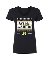 Checkered Flag Sports Women's Black William Byron 2025 Daytona 500 Champion Exclusive V-Neck T-Shirt