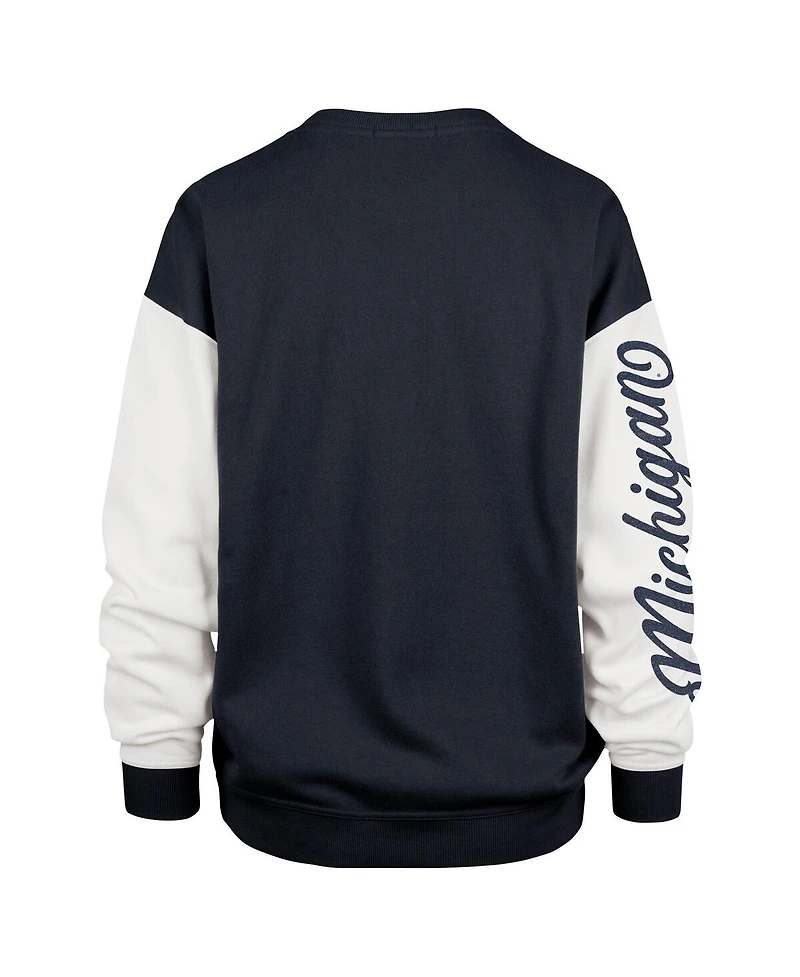 '47 Brand Women's Navy Michigan Wolverines Double Header Rise Andie Pullover Sweatshirt