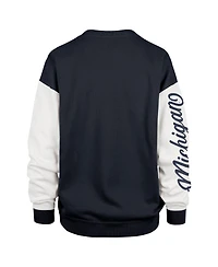 '47 Brand Women's Navy Michigan Wolverines Double Header Rise Andie Pullover Sweatshirt