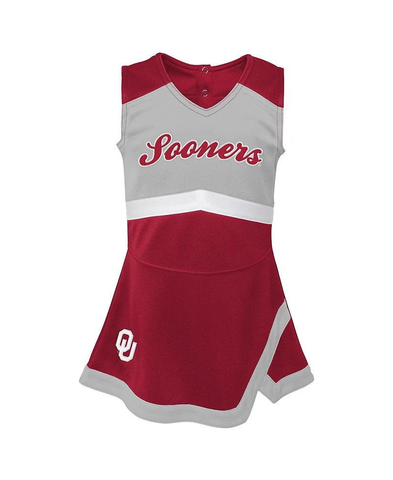 Outerstuff Girls Preschool 2-Piece Crimson Oklahoma Sooners Cheer Captain Jumper Dress Bloomers Set