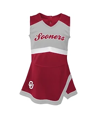 Outerstuff Girls Preschool 2-Piece Crimson Oklahoma Sooners Cheer Captain Jumper Dress Bloomers Set