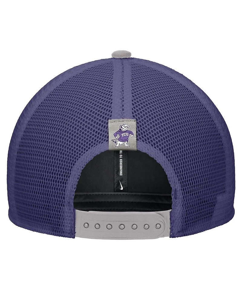 Nike Men's Pewter Tcu Horned Frogs Vintage Arch Rise Performance Trucker Adjustable Hat
