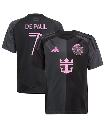 Adidas Big Boys and Girls Rodrigo De Paul Black Inter Miami Cf 2025 The Fortitude Kit Replica Player Jersey