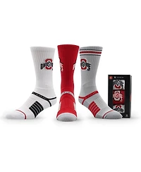 Strideline Men's and Women's 3-Pack Ohio State Buckeyes Premium Knit Crew Socks