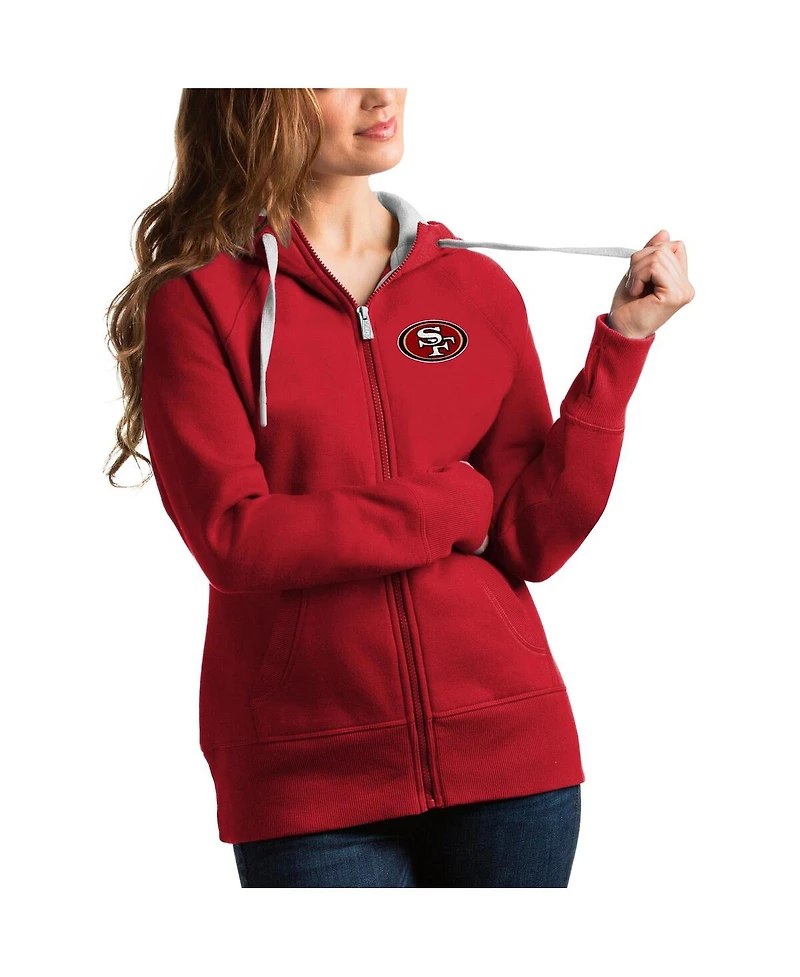 Antigua Women's Scarlet San Francisco 49ers Victory Full-Zip Hoodie
