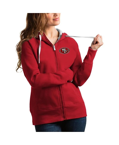 Antigua Women's Scarlet San Francisco 49ers Victory Full-Zip Hoodie
