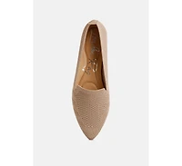 Akili Knit Textile Solid Flats Women