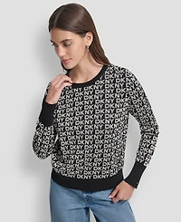 Dkny Jeans Petite Geometric Print Crewneck Sweater
