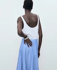 Mango Women's Striped Linen-Blend Skirt