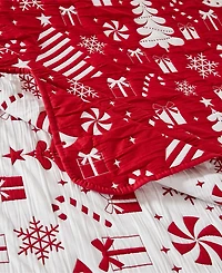 Greenland Home Fashions Peppermint Party Jacquard Woven Reversible Holiday Throw, 50" x 60"