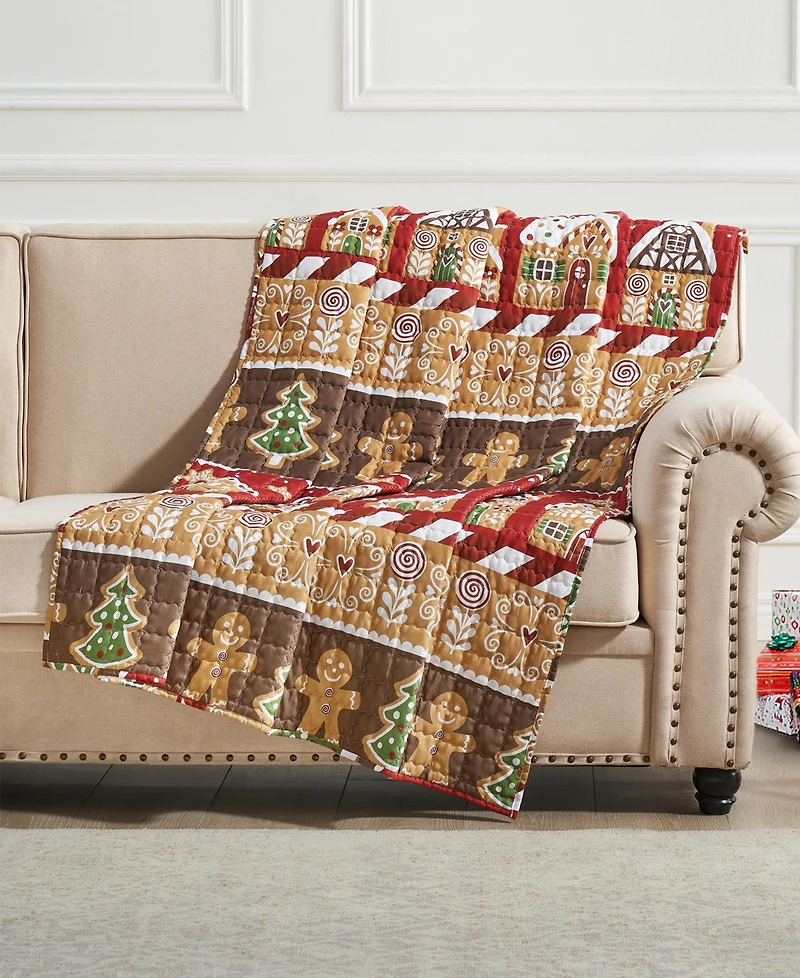 Greenland Home Fashions Gingerbread Lane Novelty Holiday Reversible Throw, 50" x 60"
