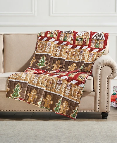 Greenland Home Fashions Gingerbread Lane Novelty Holiday Reversible Throw, 50" x 60"