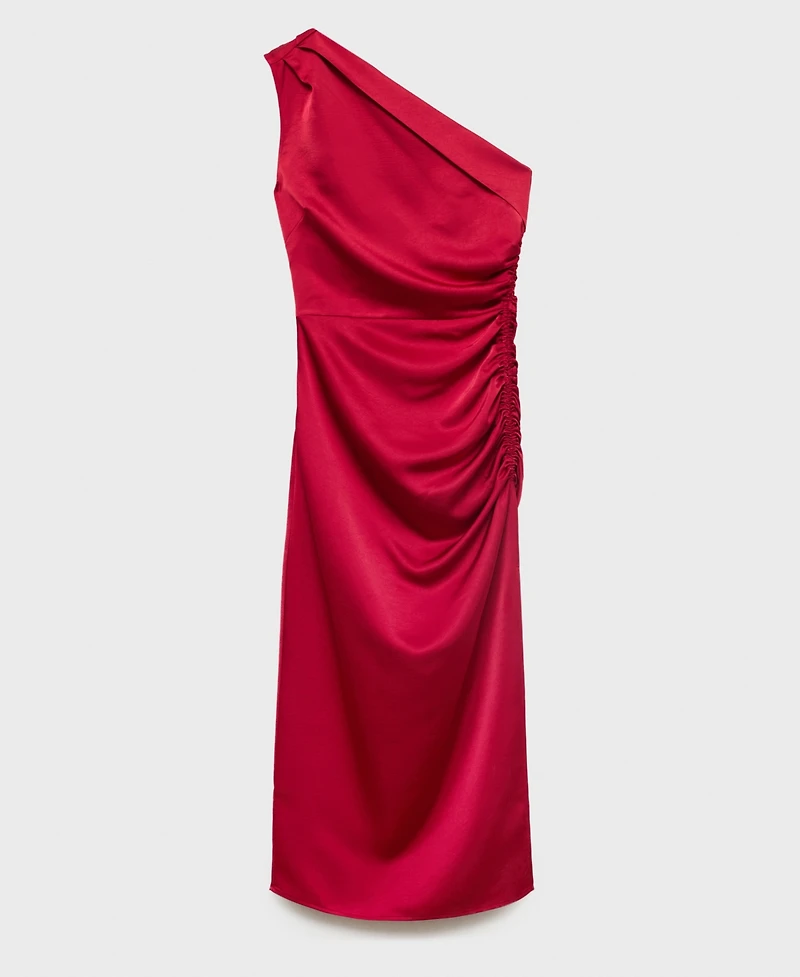Mango Women's Side Slits Asymmetrical Satin Dress