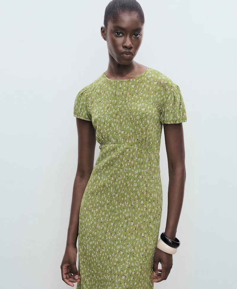 Mango Women's Floral-Print Pleated Dress