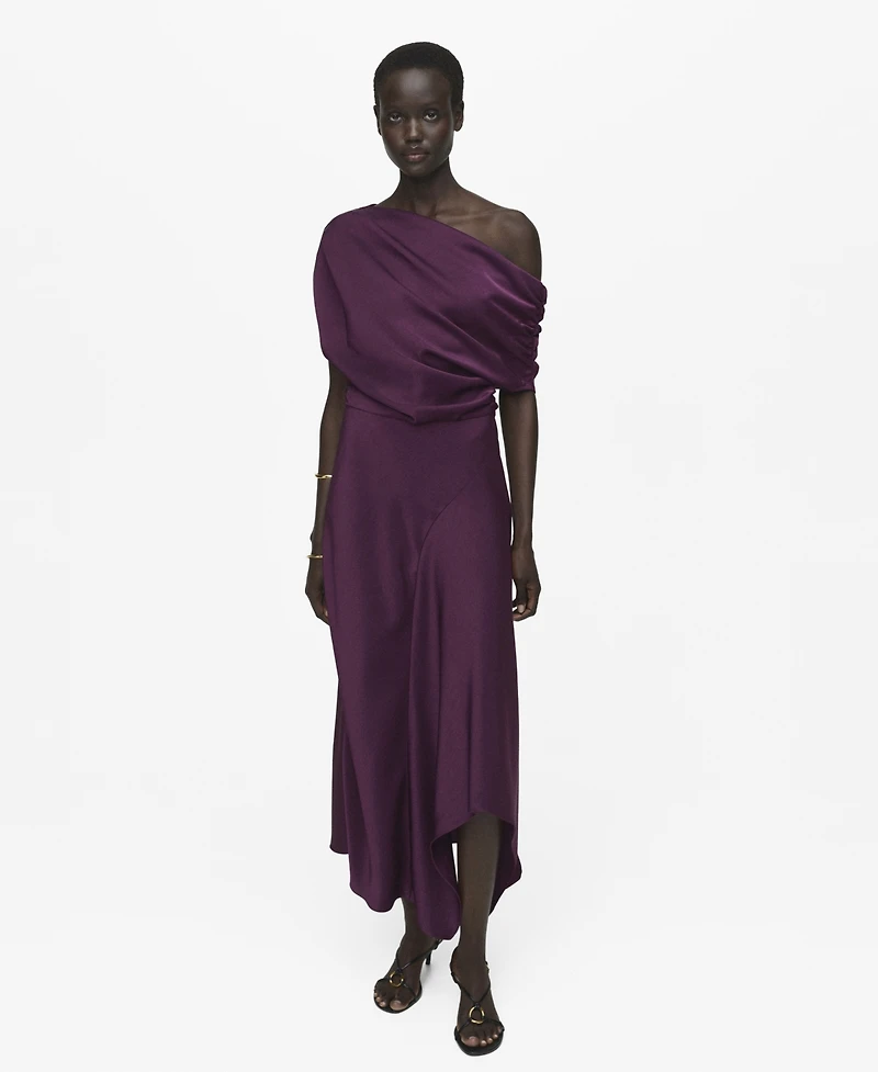 Mango Women's Asymmetrical Satin Dress
