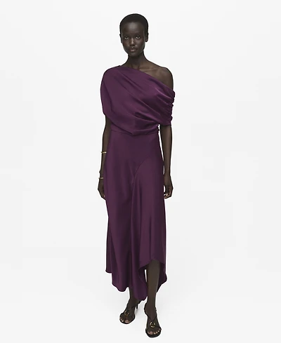 Mango Women's Asymmetrical Satin Dress