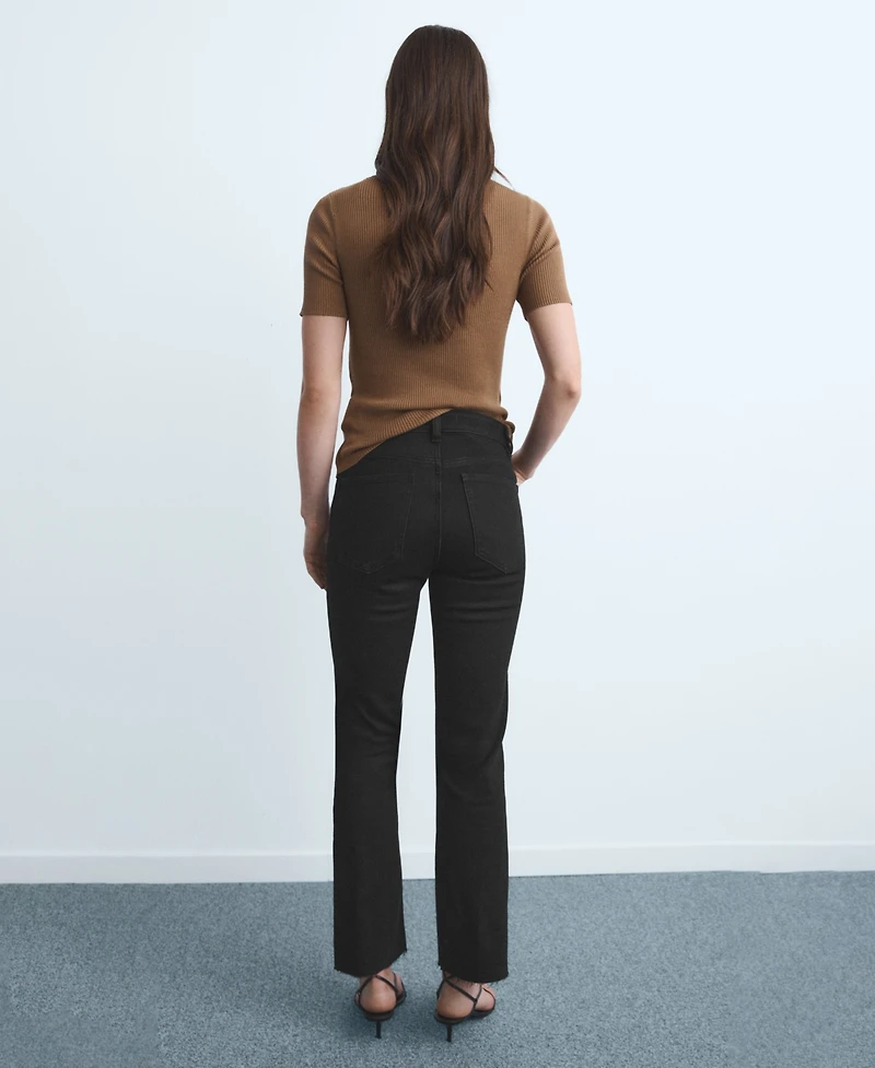 Mango Women's Sienna Flared Cropped Jeans