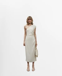 Mango Women's Asymmetrical Pleated Dress