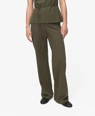 Mango Women's Elastic Waist Straight-Fit Pants