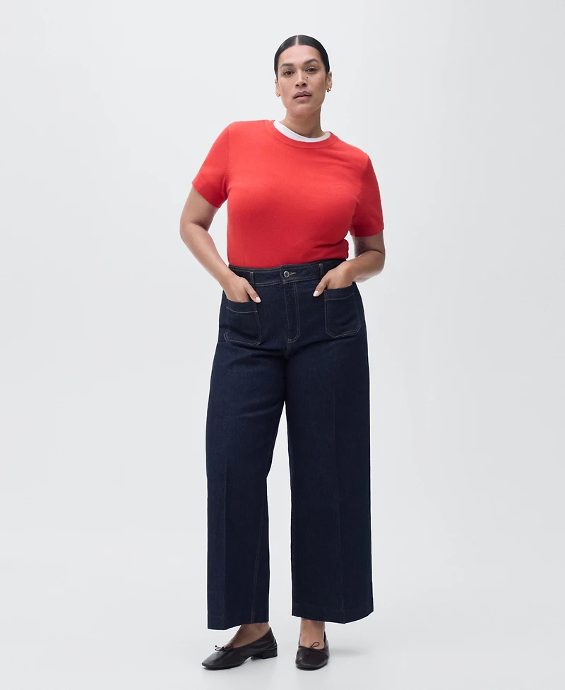 Mango Women's Pockets Wide Leg Jeans