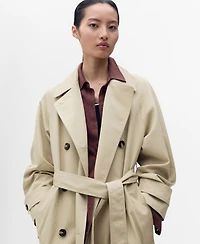 Mango Women's Long Double-Breasted Trench Coat