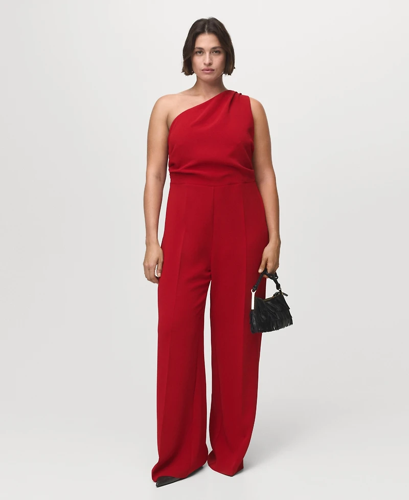 Mango Women's Asymmetrical Neck Long Jumpsuit