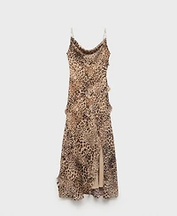 Mango Women's Animal Print Ruffle Dress