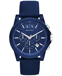 A|X Armani Exchange Unisex Chronograph Blue Silicone Strap Watch 44mm AX1327