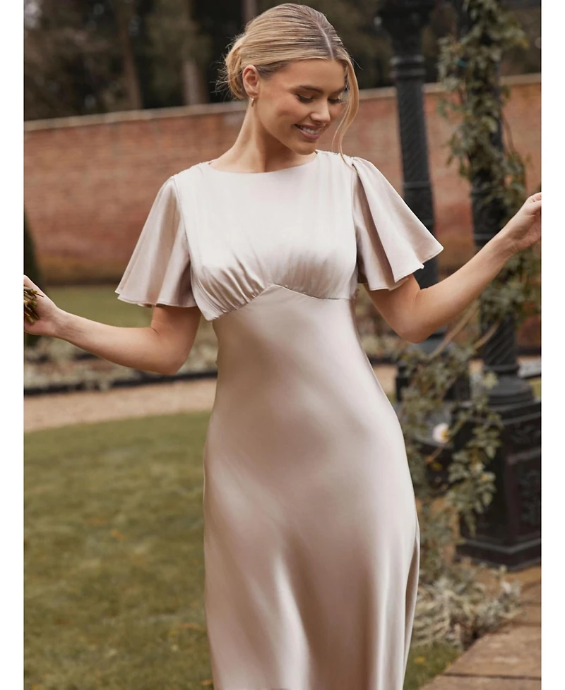 Six Stories Women's Gathered Bust Satin Bridesmaid Dress