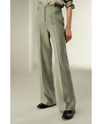 Lilysilk Women's Silk-Wool Twill Flare Pants